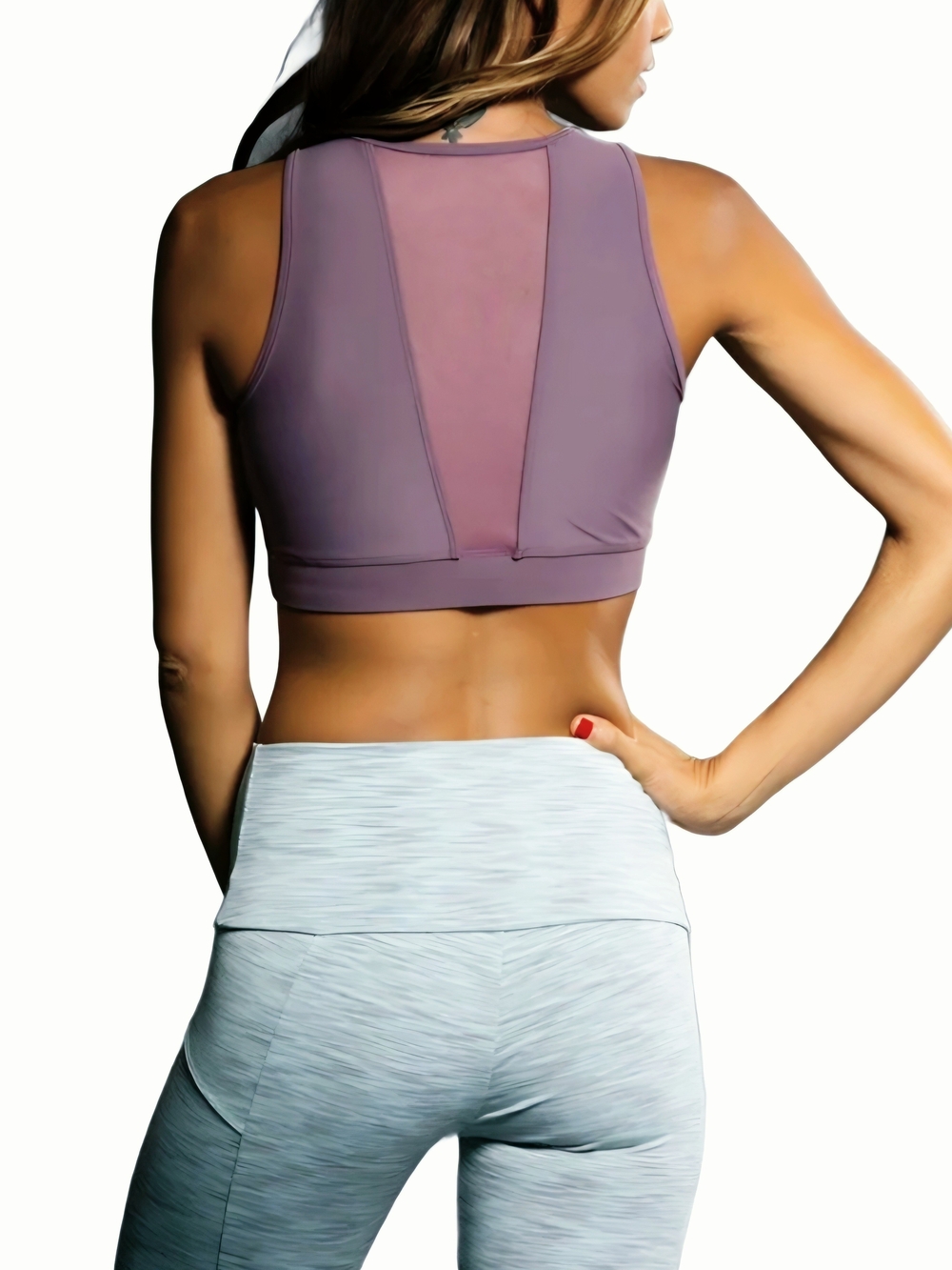 Onzie Hot Yoga Briana Bra 3641 Mauve Mesh-Back Sports Bra - Women